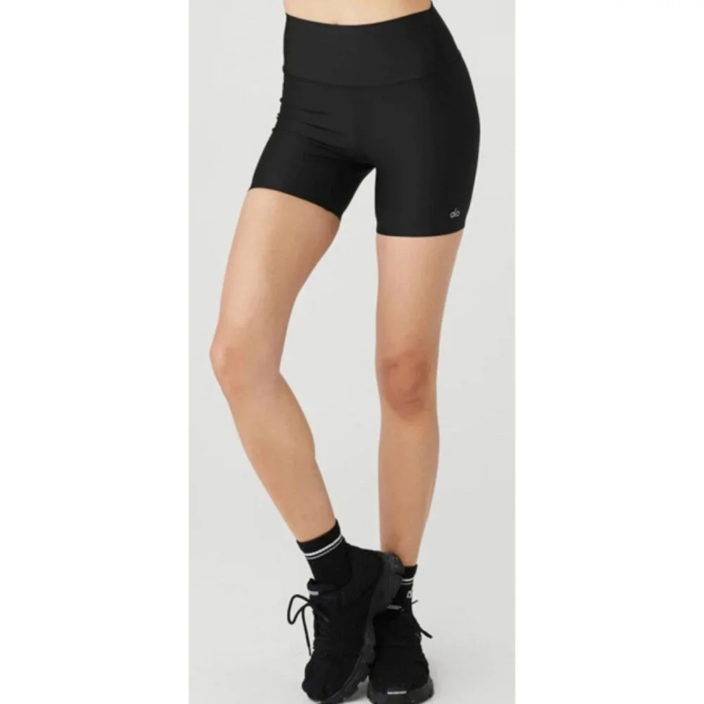Alo High-Waist Airlift Biker Shorts Black Hi-Rise Waisted Bermuda Long Bike XS
